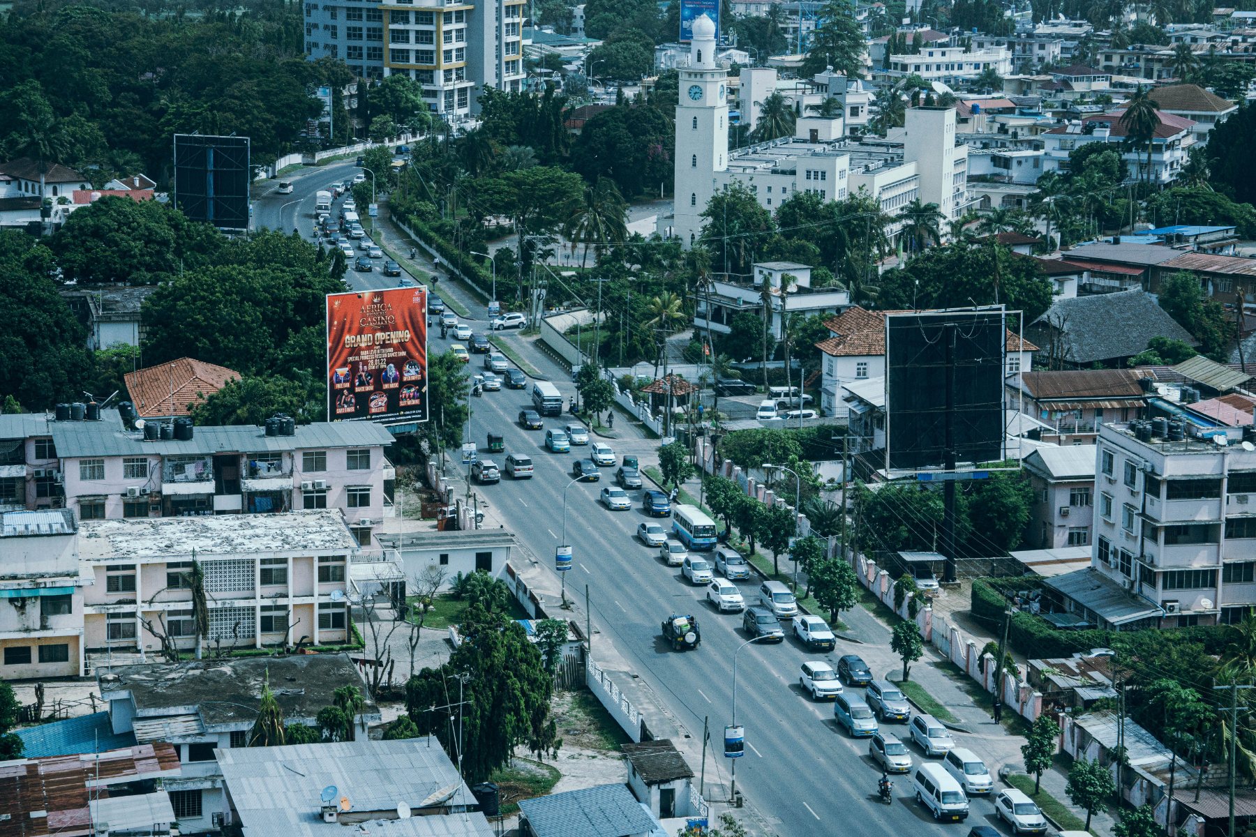 Billboard over a busy Lagos street